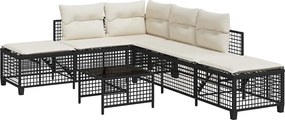 vidaXL 3 részes fekete polyrattan kerti sarokkanapé garnitúra párnával