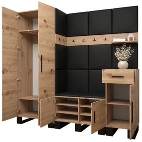 RUMIE 1 előszoba garnitúra - artisan tölgy, szürke panelek