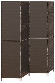 Szobai Elválasztó 4 Paneles Összecsukható Barna 195x180 cm Poli Rattan
