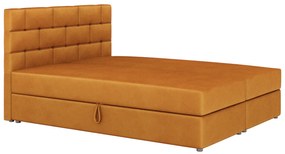 Franciaágy Boxspring 140x200 cm Waller Comfort (mustár) (ágyráccsal és matraccal). 1056368