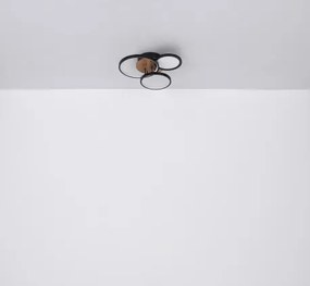 Globo 67273-30 Mennyezeti lámpa fém fekete matt, MDF fa sötét, fém fekete matt, műanyag fehér, HxSzxM: 400x380x105mm, LED 30W 230V, 3900lm bemenet, 1500lm kimenet, 3000K