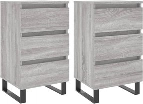 vidaXL 2 db szürke sonoma színű szerelt fa éjjeliszekrény 40x35x69 cm