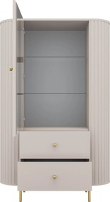 Lento vitrinszekrény 98 cm fiókokkal - homokbézs