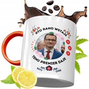 Narancssárga Bögre Mateusz Morawiecki Ajándék fényképes nyomtatással