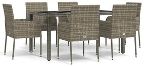 7 részes szürke polyrattan kerti étkezőgarnitúra párnával
