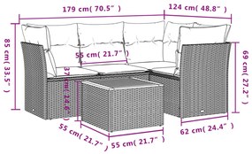 5 részes szürke polyrattan kerti ülőgarnitúra párnákkal