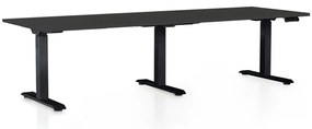 OfficeTech Long állítható magasságú asztal, 240 x 80 cm, fekete alap, fekete