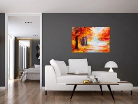 Kép - olajfestmény, színes ősz (90x60 cm)
