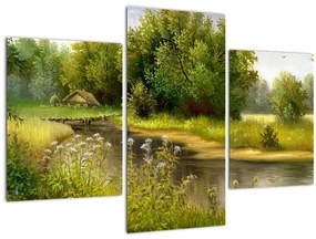 Kép - folyó az erdőnél, olajfestmény (90x60 cm)