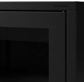 Fekete üveg vitrin nappaliba, fém lábakon LUIGI Modern 500 x 1800 x 350 mm