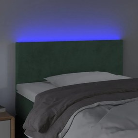 sötétzöld bársony LED-es fejtámla 100x5x78/88 cm