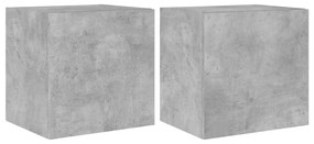 2 db betonszürke fali TV-szekrény LED-del 40,5x35x40 cm