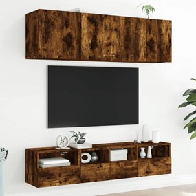 füstös tölgy színű szerelt fa fali TV-szekrény 40 x 30 x 30 cm