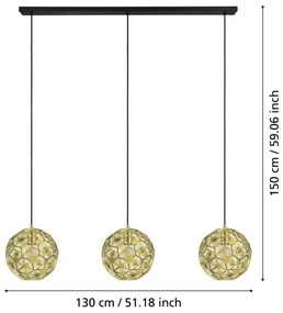 Eglo 39757 - Csillár zsinóron SKOURA 3xE27/60W/230V