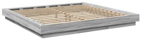 szürke sonoma színű szerelt fa ágykeret LED-del 200x200 cm