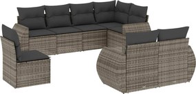 vidaXL 8 részes szürke polyrattan kerti ülőgarnitúra párnákkal