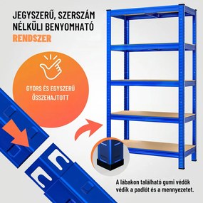 HEAVY nagy teherbírású polc, max 875kg, 90x40x180cm, kék Monzana