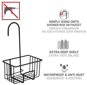 Fekete függő rozsdamentes acél fürdőszobai polc Milito – Wenko