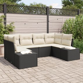 Kerti Kanapé Szett 6 pcs Fekete és krémszínű 234 x 154 x 85 cm