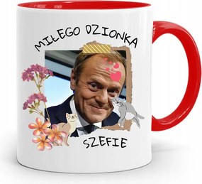 Donald Tusk Piros Bögre Platform Ajándék fényképes nyomtatással