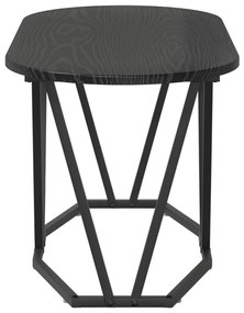 Fekete Tömörfa Dohányzóasztal 80x40x40,5 cm Műgyantával és Fémmel