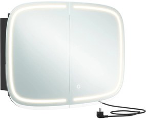 Tükörszekrény világítással, Fali szekrény, AC csatlakozóval és 2 USB porttal, fekete Outlet