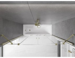 Mexen Velar Duo, 2 szárnyas eltolható kádparaván 180 x 150 cm, 8mm átlátszó üveg, arany fényes profil, 896-180-000-02-50