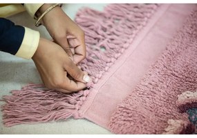 Rózsaszín mosható kézi szövésű pamut gyerek szőnyeg 140x210 cm English Garden Ash Rose – Lorena Canals