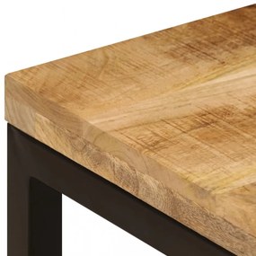 tömör mangófa és acél dohányzóasztal 100 x 50 x 35 cm