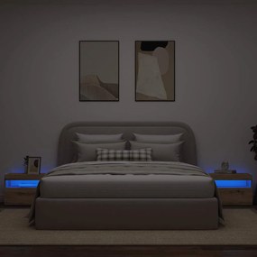 Éjjeli szekrény LED lámpákkal kézműves tölgy 60x35x40 cm
