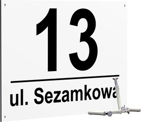 Házszám Otthon Címtábla Házszám Fehér 40x30cm 3mm 4 db tipli