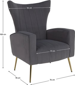 Relaxfotel, szürke Velvet szövet, BARET