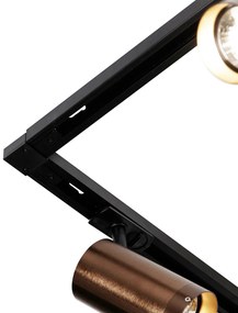 Modern sínrendszer 5 spotlámpával, sötét bronz színben, 1 fázisú GU10 70mm - Iconic Jeana Luxe