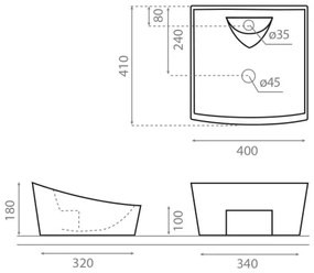 Bathco 4002 - SORIA ráültetett mosdó 40x41 cm porcelán/fehér