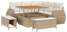 vidaXL Kerti Kanapé Szett 8 pcs Bézs polirattan