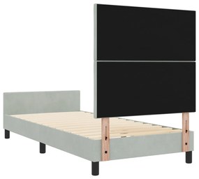 Ágykeret Világosszürke 90x200 cm Bársony