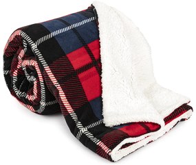 4Home Kocka piros gyapjú hatású pléd, 150 x 200 cm