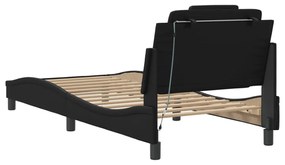 fekete műbőr ágykeret LED-világítással 90x190 cm