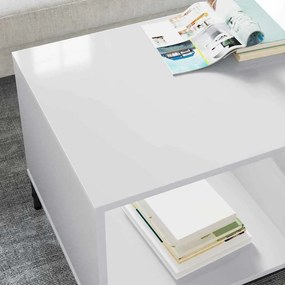 Dohányzóasztal Magasfényű fehér 90 x 49 x 46 cm Faanyag