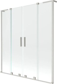 Mexen Velar L Duo kétrészes, 2-szárnyú, 150 x 150 cm-es, átlátszó, szálcsiszolt nikkel felület - 896-150-003-02-97