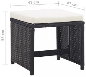 2 db fekete polyrattan kerti ülőke párnával