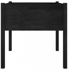 2 db fekete tömör fenyőfa kerti virágtartó 70 x 70 x 70 cm