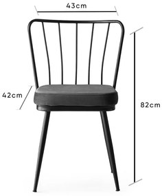 Antracitszürke fém étkezőszék szett 2 db-os Yildiz – Kalune Design