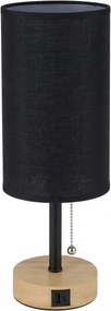 BRILAGI - TABLON asztali lámpa USB-porttal, 1xE27/25W/230V, tölgy/fekete