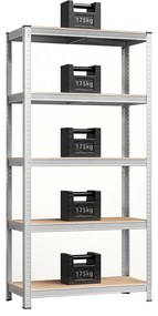 5-szintes acél polcrendszer, 2 db, ezüst
