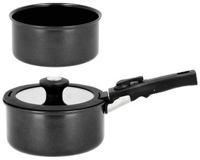 Alumínium lábas készlet levehető nyéllel, fedővel, tapadásmentes felülettel, 2 db-os 2,4 l – Holm