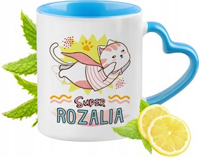 Kék bögre szív alakú füllel Rozáliának Ideális Ajándék