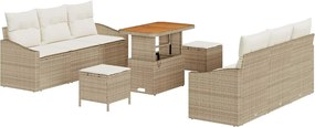 vidaXL Kerti Kanapé Szett párnával 9 pcs Bézs polirattan