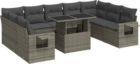 vidaXL 10 részes szürke polyrattan kerti ülőgarnitúra párnákkal