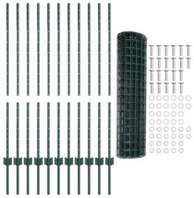 Kerti Kerítés Görgő 2 db Zöld Porszórt acél 25 x 1.2 m Tartós